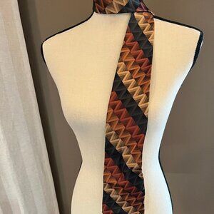 Men's Brown Zig Zag Pierre Cardin 100% Silk Tie
